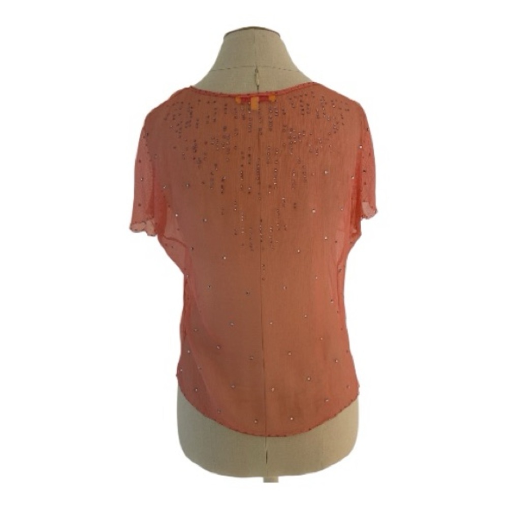 Catherine Malandrino Coral Sheer Blouse with Dragonfly Cutout - Picture 6 of 10